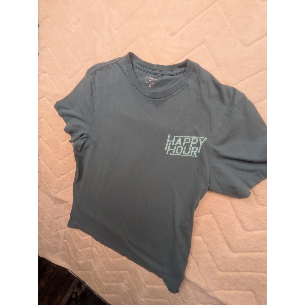 J.Crew Mens Re-Imagined Happy Hour Graphic T-Shirt Blue Slate M